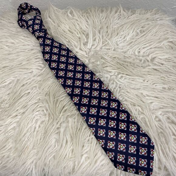 BEVERLY HILLS RODEO DRIVE - HANDSOME NAVY TIE WITH COLORFUL GEOMETRIC - B17 - Picture 2 of 10